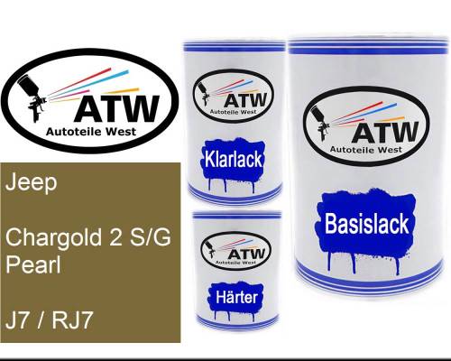 Jeep, Chargold 2 S/G Pearl, J7 / RJ7: 500ml Lackdose + 500ml Klarlack + 250ml Härter - Set, von ATW Autoteile West.